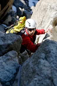 Myself on the "Cosmiques Arete" of the Aiguille du Midi (AD+) in the Alps
